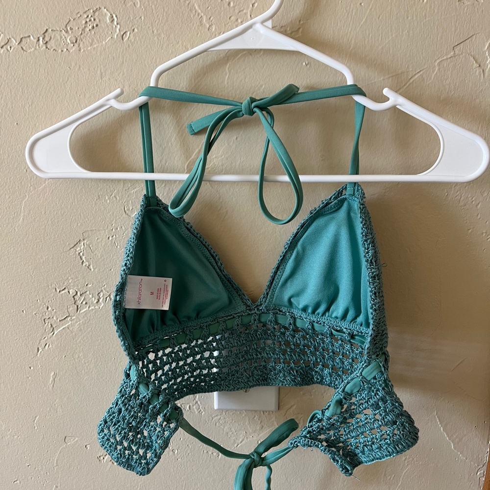 Xhilaration Teal Green Croqued Bikini Top Medium - Picture 7 of 7